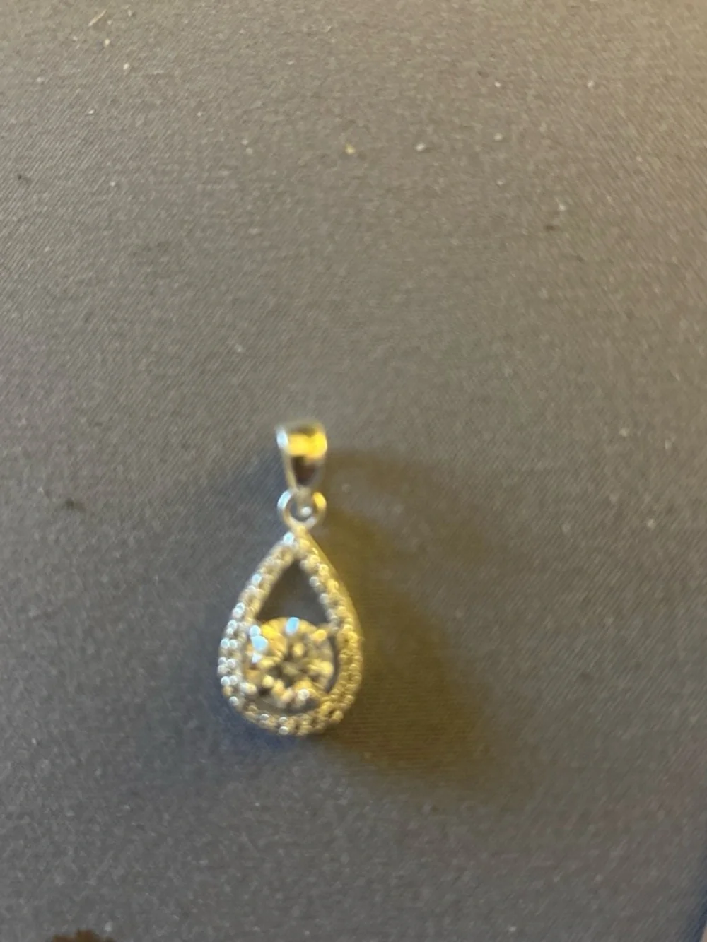 Silver Teardrop Moissanite Pendant - Silver